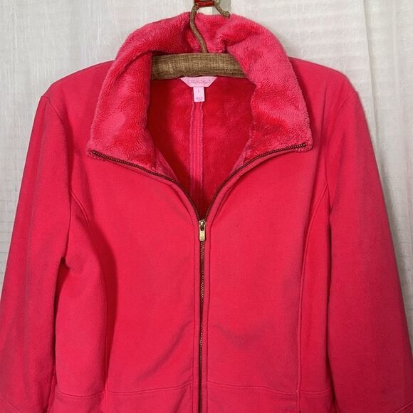 Lilly Pulitzer L Pink Grace Fleece Faux Fur Lined Cozy Soft Full Zip Jacket - Picture 5 of 16